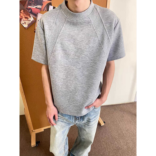 Fumile American Space Cotton Front Schulter kurzärmeliges T-Shirt Herren Sommer High-End-Gefühl schwer und hartes Reinigungsmittel halbärmelig oberstary reguläre XL empfohlen 120jin [Jin gleich 0,5 kg] bis 140jin [Jin gleich 0,5 kg]