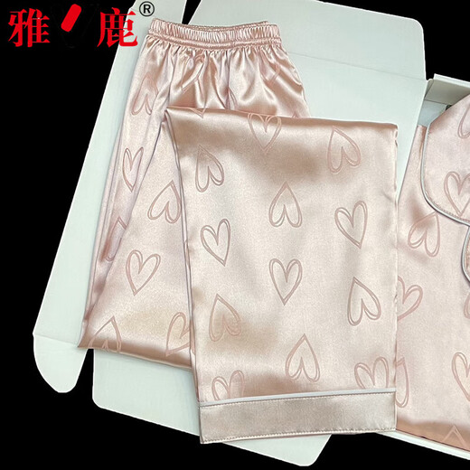 Yalu Bingsi Pajamas for women in summer love printing set thin sweet girl short-sleeved trousers ice silk home clothes feel-YFY-9906 [short-sleeved shorts] L [recommended 100-120 Jin [Jin equals 0.5 kg]]