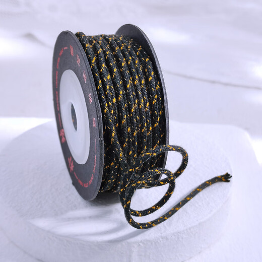 Veena silk colorful cotton rope play thread Bodhi rope core-spun cotton bracelet rope bracelet rope braided rope bracelet thread Pufang black gold/1.5mm/about 14 meters 1 roll