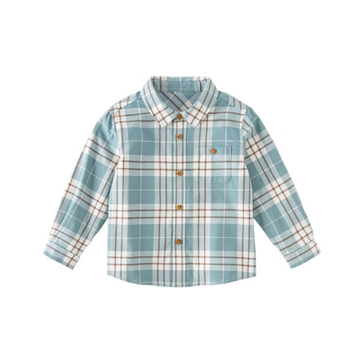 David Bella Ollet sells children's clothing men's shirts children's shirts boys long-sleeved spring clothes baby clothes spring and autumn tops green and white check DB3224618-A 80 (recommended height 73-80cm)
