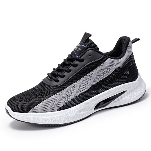 Lässige Schuhe Herren sommer atmungsfreie vielseitige Sportschuhe Casual Height-verstärkte Schuhe Laufschuhe Teenager Fliegende Mesh Sports Schuhe 9901 Grau 43