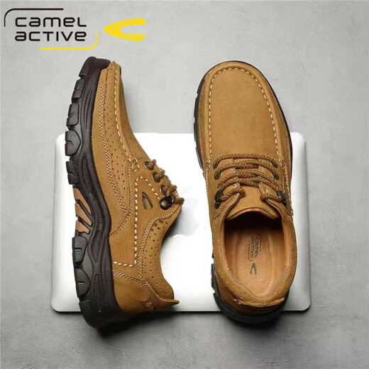 
Camel dynamic men's shoes, big-toe leather shoes, genuine leather outdoor sports and casual work shoes, thick sole non-slip middle-aged dad's shoes, 6198 brown 38 leather shoes size