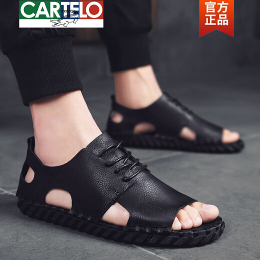 Sandalias de cuero romano de cartelo tendencia de los hombres 2025 Internet de verano Estilo de celebridades de moda
