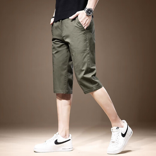 Jeep Spirit décontracté pantalon recadré d'été pour hommes mince glace de soie fraîche short frais respirant 7 points.