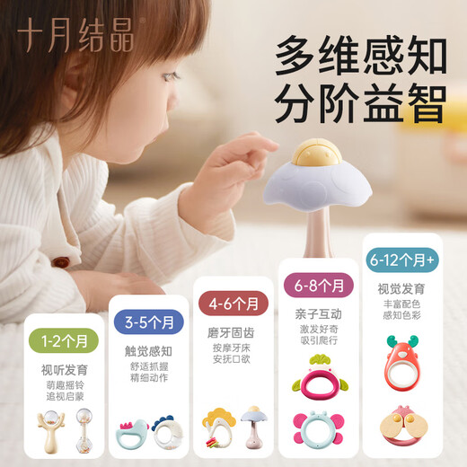 
October crystal infant and children toy hand-rock tooth glue set hand grip training early education-upgrade 6-piece set [delivery storage box]
