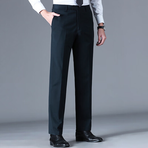 Pier Cardan trousers men's spring and summer thin middle-aged men's high elastic non-iron comfortable straight pants casual breathable suit pants F9906 blue 32 (2.5 feet waist circumference)