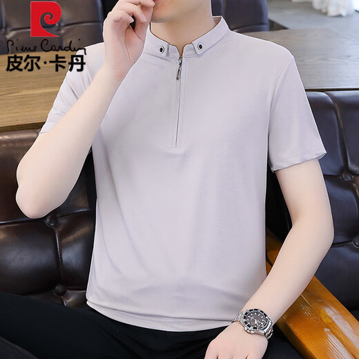 
Pierre cardin solid color half-zipper polo shirt men's short-sleeved summer ice silk thin stand collar T-shirt 2025 new half-sleeved T-shirt 9921 green 3XL (about 150-170 Jin [Jin equals 0.5 kg] wearable)