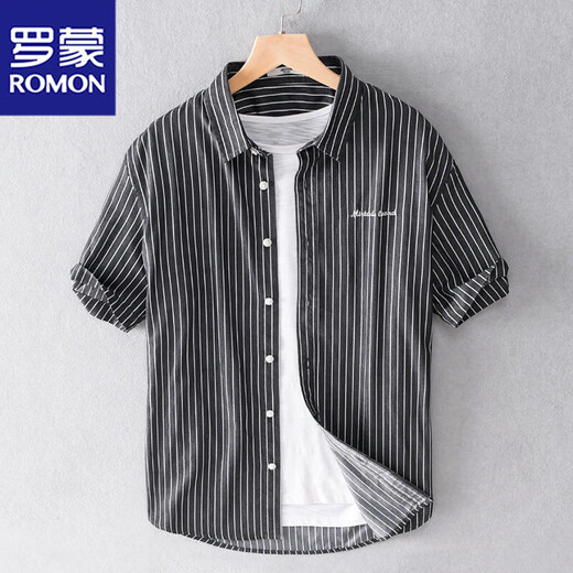 Lomon Herren Striped Hemd Kurzarm Lose Sommer Dünner japanisches lässiges vielseitiges Hemd Sommerkleidung 9740 Weiß 3xl