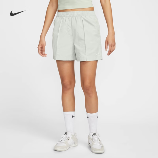 Nike (Nike) Frauen mit mittleren Taisten Kurzfilms Sommersporthosen gewebt Nike alles fv6623 034 flach silber/weiß s