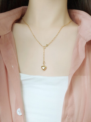 ZHIO pure 18K gold pendant for women, simple, classic and exquisite, plain gold love heart pendant, small lift necklace, 18K light gold, individual pendant (no chain) customized