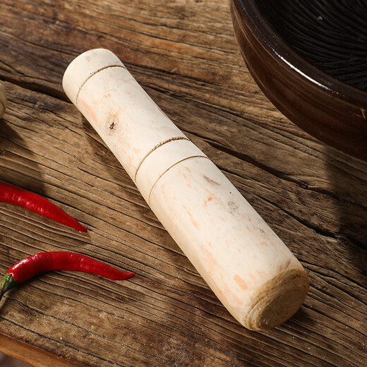 Bai Chao old-fashioned hammer household garlic pounder, pepper preserved egg, tea bowl, baby grinder, rice paste ceramic masher, 18cm hammer with stick (short model)