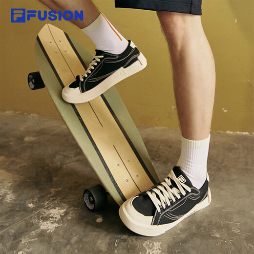 FILA FUSION斐乐男鞋潮牌板鞋情侣运动鞋休闲鞋经典帆布鞋男女鞋 黑色-BK 情侣款 42.5