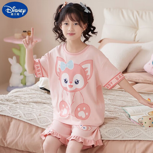 迪士尼（Disney）甜美可爱女童家居服套装优质棉少女款夏季短袖短裤甜美睡衣女孩 687莫代尔 130 童16码 建议身高130-140CM