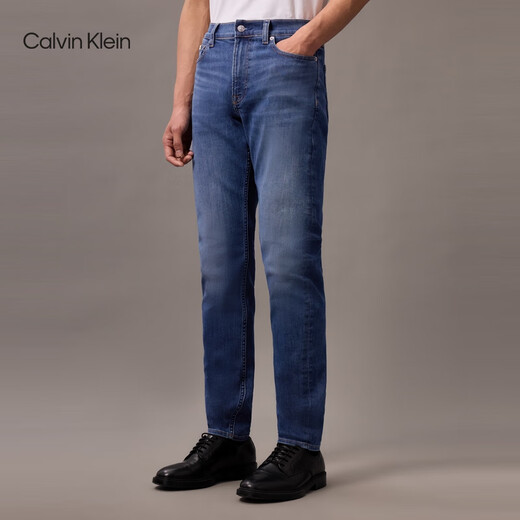 Calvin KleinJeans25 Spring and Summer Men's Retro Casual Commuter ck Micro-Elastic Commuter Wedge-shaped Conical Jeans 4RAB701 UL7-Denim Light Blue 36