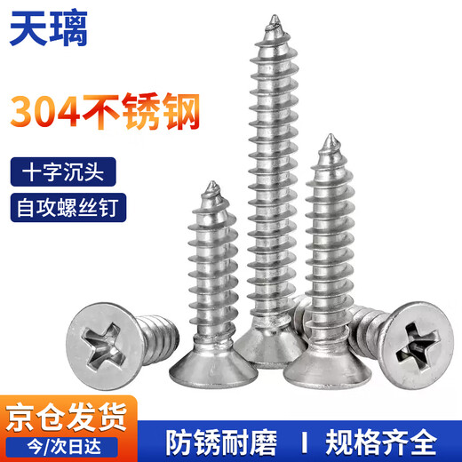 Tianli 304 stainless steel self-tapping screws cross countersunk head flat head screws extended KA wood screws M3*10 (200 pieces)