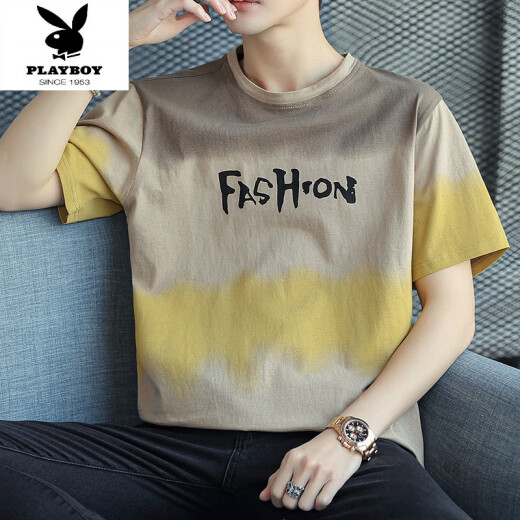 
Playboy (PLAYBOY) pure cotton new short-sleeved T-shirt men loose half-sleeved clothes summer versatile T-shirt base shirt ins top men 829 gray M