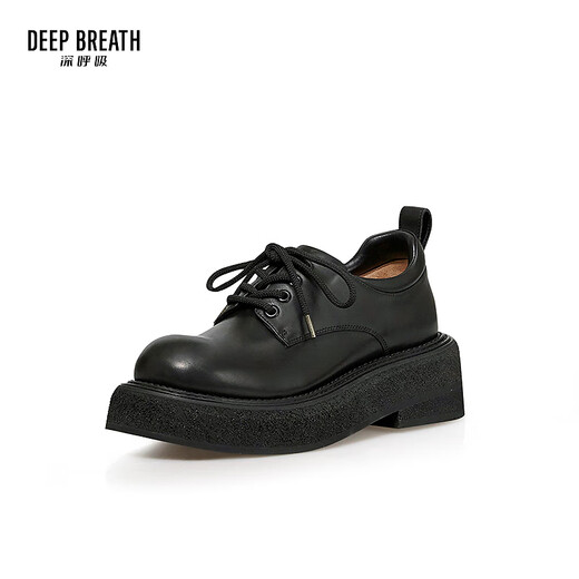 DEEP BREATH深呼吸女鞋牛皮低帮绑带厚底德比鞋绅士鞋女鞋AX13117 黑 36
