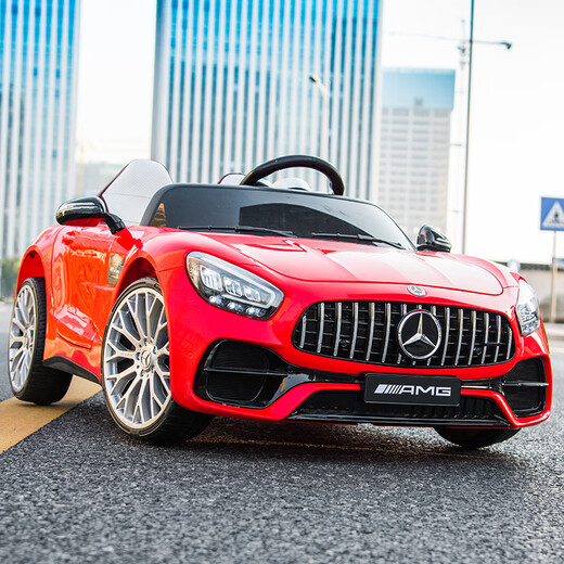 Haohazhi children's electric car four-wheel remote control car can seat two people for boys and girls baby toy car upgraded to high-power electric dual drive red + 12V Tianneng battery + hard seat + full function