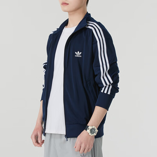 Adidas Clover 2025 New Men's Knitted Jacket Sports Casual Stand Collar Jacket IR9893/Blue XL
