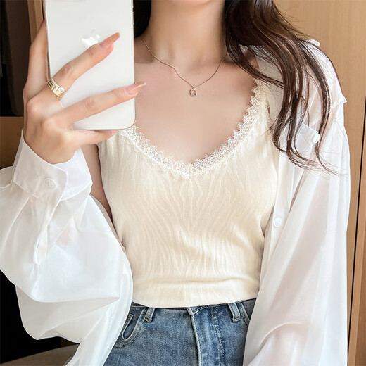 Langsha women's suspender women's lace simple and versatile elastic soft and comfortable suspender vest can be worn outside 2025
