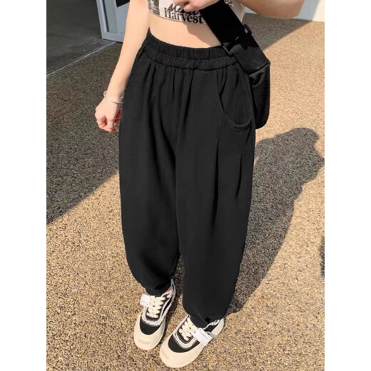 
Single Nanwei Fat Sister Large Size Ice Silk Sports Pants for Women's Summer Thin Smashing Casual Harun Small Feet Pants Feet Covering Nine-Crispy Bloomers 702# Black (High-end Good Quality) L Recommended 80-110Jin [Jin equals 0.5 kg]