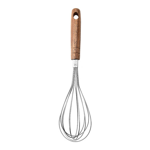 Bianfu Acacia Wooden Handle Egg Beater Stainless Steel Manual Egg Beater Bubbler Stirring Stick Whisper Blender Egg Beater Acacia Wooden Handle Egg Beater