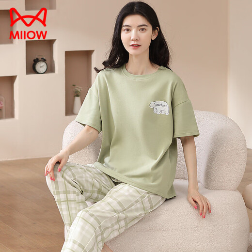 Catman (Miiow) 2025 Nouveau pyjama pour les femmes en coton pur au printemps et en été pantalon à manches courtes pour un coton mince d'été peut être porté à l'extérieur des vêtements maison 684 m