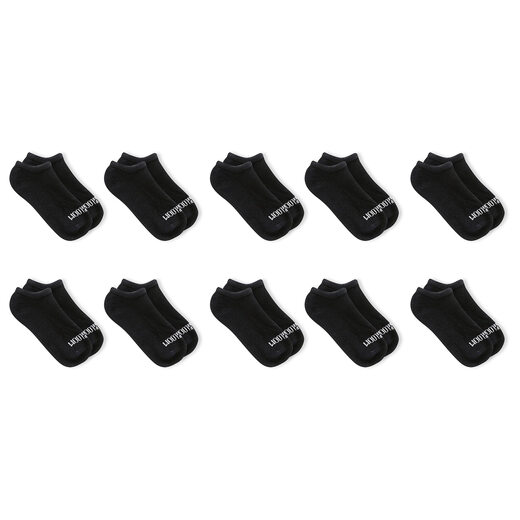 Fruit of the loom Boys Dual Defense No Show Socks (10 Pack) Black 3-9