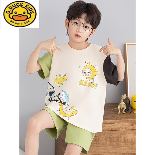G.duckkids Little Milk Dragon Pajamas Pajamas Boys Cotton de manga pura Summer Summer Boy delgado Cartoon Mediano de aire acondicionado para el aire acondicionado para la ropa del hogar [Algodón puro] 693 Chinchilla 150 cm S Altura de tamaño 143-153 Peso 65-