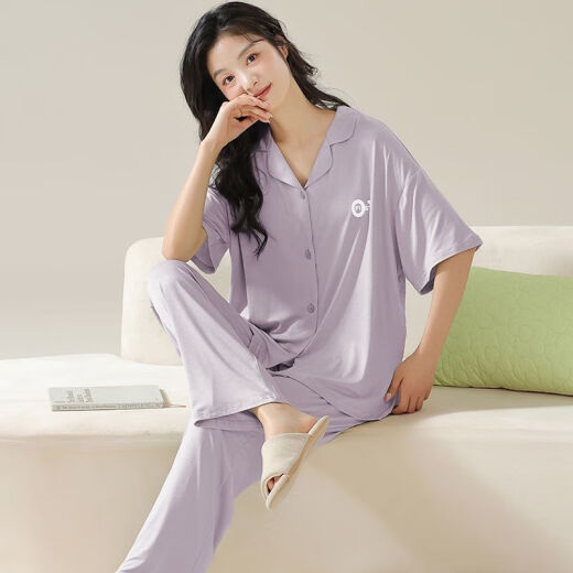Kaizitu Modal women's pajamas and home clothes set comfortable short-sleeved trousers for wear outside 12108 [soft modal, breathable and comfortable] M [90-100Jin [Jin equals 0.5 kg]]