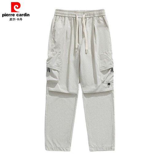 Pierre Cardin Multi-poche Pantalon de travail masculin 2025 Spring and Automne Nouveau pantalon à jambes larges droits en vrac Pantalon occasionnel à la mode K9928 mètres blancs [90-100jin [Jin est égal à 0,5 kg]]]