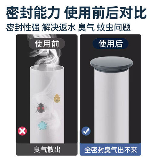 A beautiful sewer pipe plug PVC pipe sewer plug cover floor drain plug solid sealing ring basin pipe plug suitable for 75-110mm hole gray plug