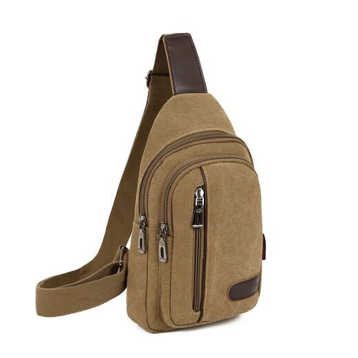 Cool Kangaroo KQ Bag 2025 Новая мужская сумка для грудной клетки Canvas Bag Сумка мужская сумка для плеча на плечо корейская маленькая рюкзак повседневная сумка для талии коричневая оксфордская ткань (с отверстием для наушников) 9903