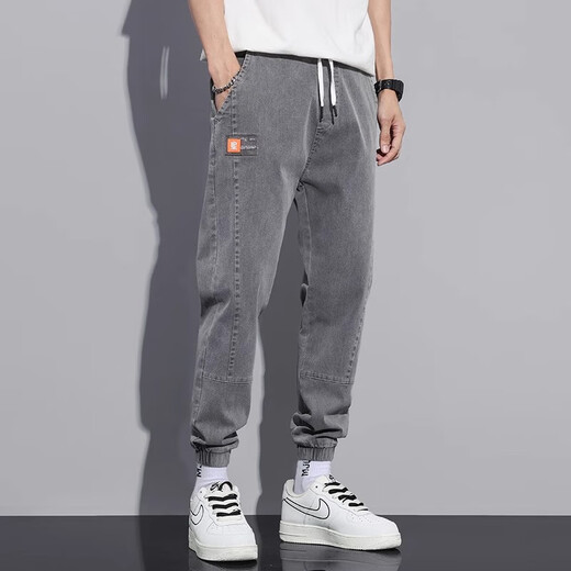 Harlen Hosen Herren 2025 Sommer dünne amerikanische trendige Arbeithose Männer losen Denim Casual Hosen 2025 Black 32 empfohlen 135-145jin [Jin gleich 0,5 kg]