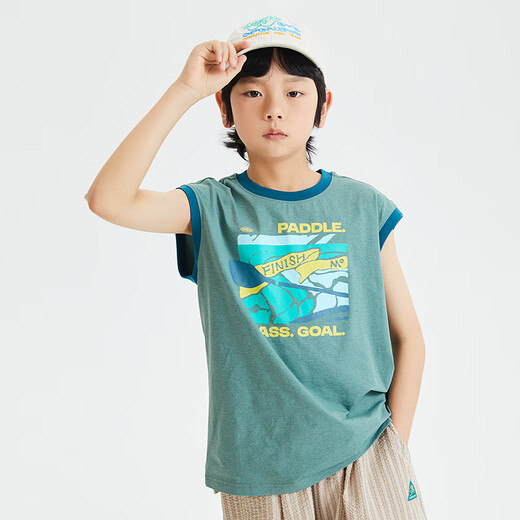 Mipo children's 25 summer sports vest, quick-drying, cool, antibacterial, breathable, elastic, boys' outdoor sports inner wear, green 160