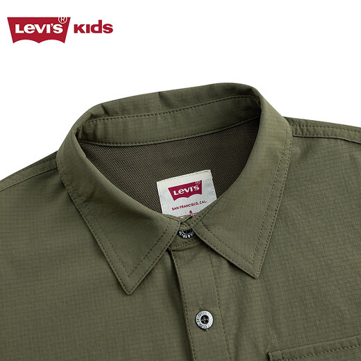 Levi s thin anti-mosquito Levi's boys' shirt 2025 summer new comfortable children's long-sleeved shirt dark moss green 130/64 recommended height 116-122cm