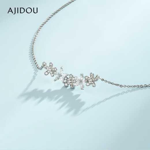Ajidou collar de collar Ajidou regalo de cumpleaños para mujeres elegante sonreír collar floral para novia regalo para esposa plateado