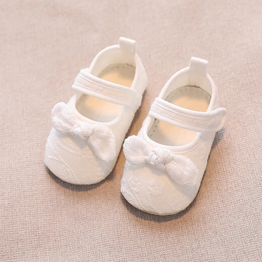 Xinnan Babybodenschuhe für Frühlings- und Sommer-Baumwollschuhe für Säuglinge und Kleinkinder Dünne Prinzessin Anti-Rutsch-Kleinkindschuhe für Mädchenschuhe und Socken Beige Spitzenschuhe 13 cm (Referenzalter 9-12 Monate)
