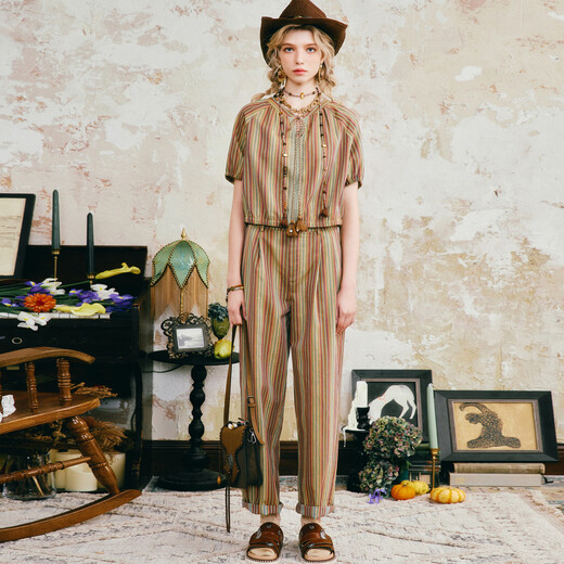 Wancaoyi 2025 new summer striped casual fashion suit olive green L