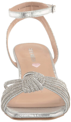 Steve Madden Girls' Lucia Heeled Sandals, Silver, 4 Olds Silver 4 Olds