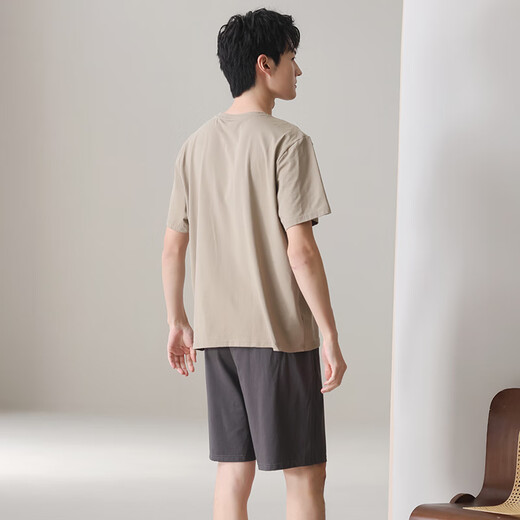 Langsha Paar Pyjamas ein Mann und eine Frau mit Brustpolster Modal Sommer kurzärmelig dünner Cartoon Freizeit Heimkleidung 6636 2xl Frauen + Männer
