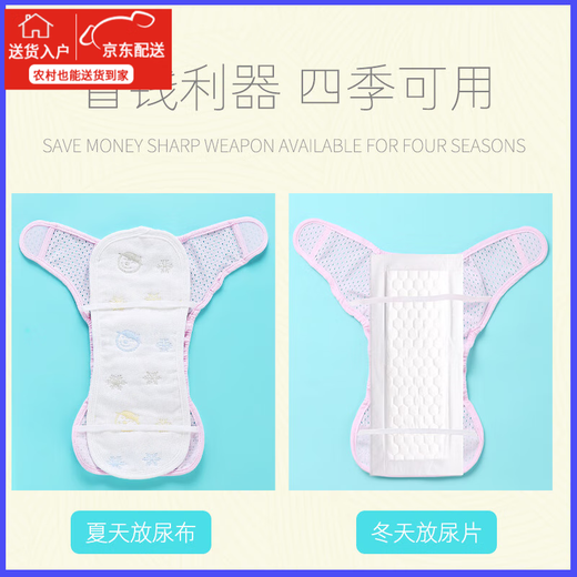 Tongxin Diaper Fixed with Urine Ring Mesh Meson Artifact Washable Baby Diaper Pants Baby Butt Hanging Artifact Blue + Green Pure Cotton Hollow Style 2 Pack S Code [Suggested 6-12 Jin [Jin equals 0.5 kg]]