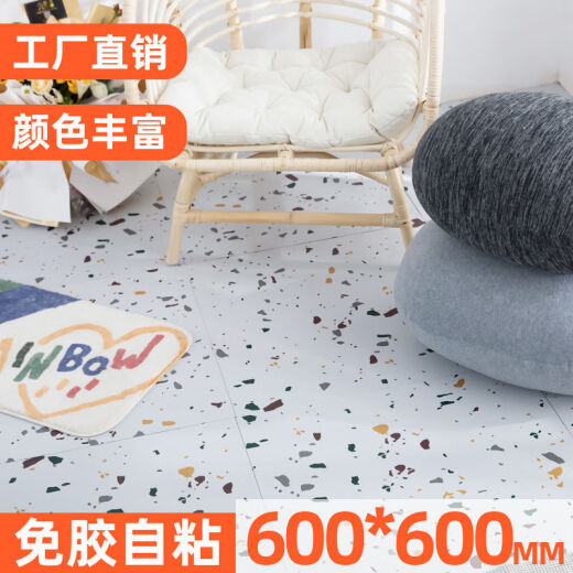 何健弓PVC自粘地板革防水防滑水泥地直铺翻新改造防大理石瓷砖垫家用贴 耐磨型6626  一片的价格 普通款60*60cm 1.2mm厚度1片装