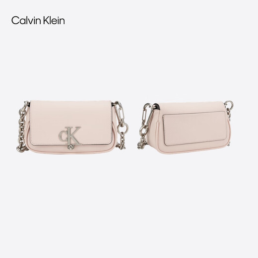 Calvin Klein [Chinese Valentine's Gift] Shoulder Bag Chain Bag Letters Pin CK Women's Bag Crossbody Saddle Bag DH3240 PS2-Shell Powder OS