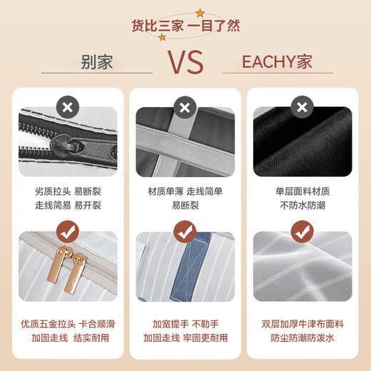 EACHY Oxford cloth moving packing bag clothes quilt storage bag quilt luggage storage bag double layer 70L Berlin White Mist