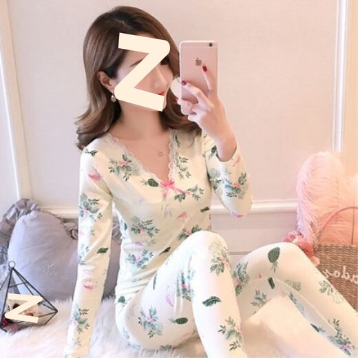 FHHUABD保暖内衣女加绒加厚套装学生内穿打底冬季少女美体外穿加肥加大码 新款4 秋衣秋裤9905 L 96到110斤
