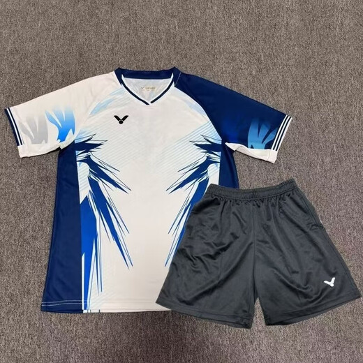 Victor [Breathable and quick-drying] 25 new VlCTOR Li Zijia same style dragon ridge competition uniform breathable and quick-drying badminton ball 847 dragon ridge white sleeveless shirt + 901 white pants men's style-XL