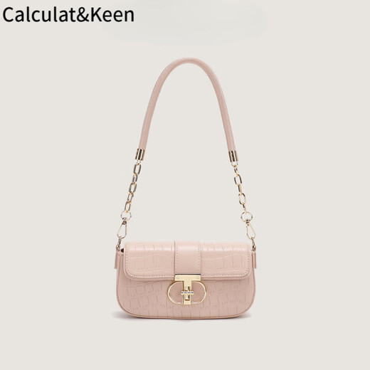 Calculat/Keen (Calculat/Keen) CK Women's Bag Original Pfirsich Oolong Französische Unterarm -Tasche Nische Kette Crossbody Single Schulter 753 Schwarz und Grau 2 Schultergurte Spot Geschenkbox + Geschenk