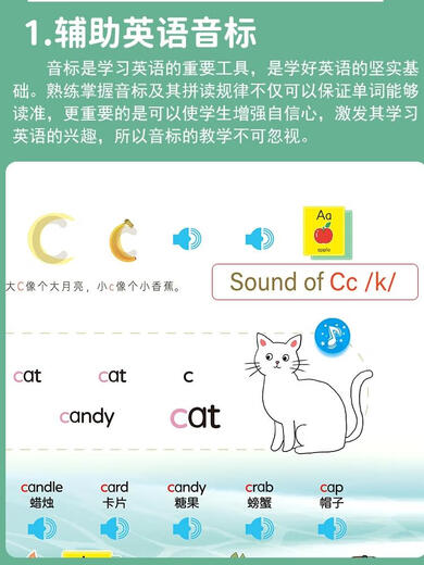 Xiaoyan Kinder 26 Englische Briefe Dot Lesen Kinder frühkindliche Englisch Wortlernmaschine Chinesische und englische Audio Bilder Buch Englisch Wort Dot Lesen-RECHARGEAL