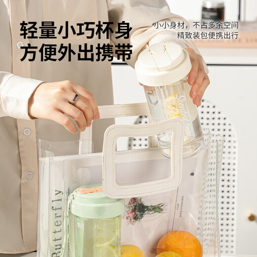 
Caizhi (CAIZHI) water cup high-value straw cup for men and women students in summer with high temperature resistance with tea leakage white 600mlCZ6908